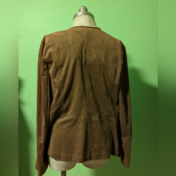 Vegan Soft Suede Asymmetrical Zipper Side Pockets Moto Jacket Womens M - Picture 5 of 7